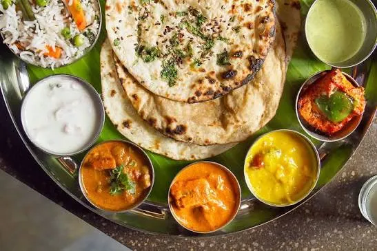 North Indian thali with naan